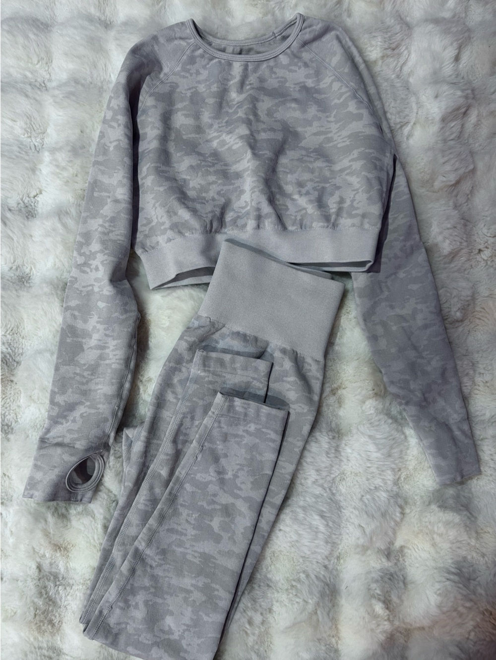 Light Gray Camo Active Set - Top and Leggings